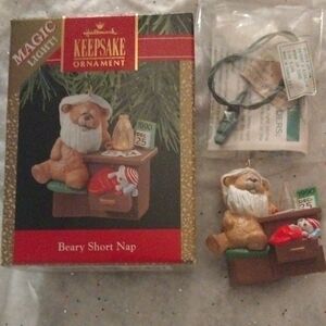 Hallmark Keepsake Ornament - Bear with Santa Hat and Desk 1990 (SKU 004)